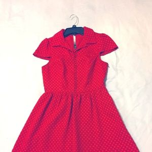 Kenzie red on red polka dot cap sleeve dress